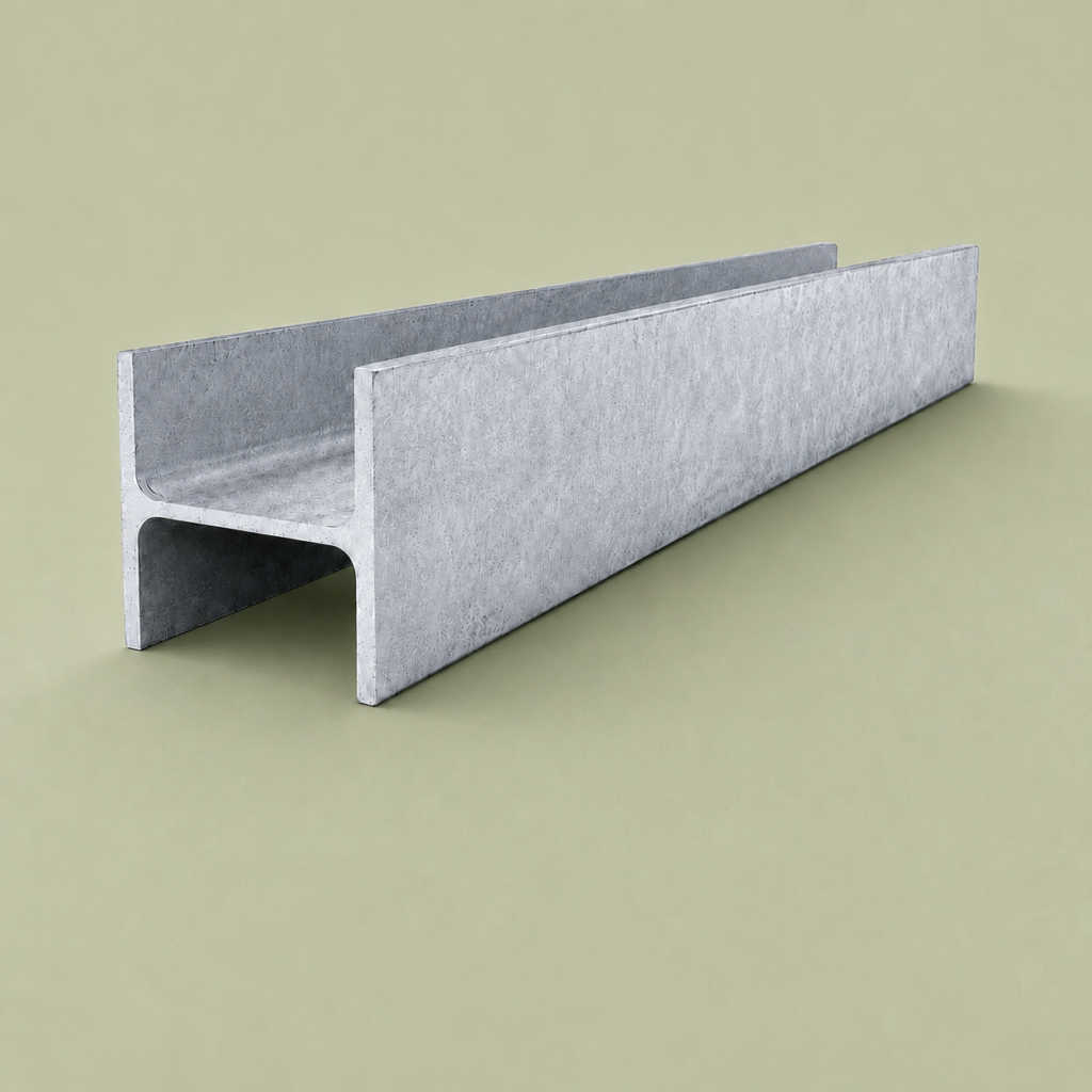 Galvanised steel H posts for concrete sleeper retaining walls